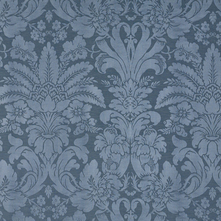 Colette Linen/Silk Damask Indigo 69142 by Schumacher Designer Fabric COUNTRY CHIC LINEN 75% SILK 25% ITALY </p><p>Repeat: Horizontal: 25 1/2" (65CM) and Vertical: 27" (69CM) 51 - Swanky Fabrics -