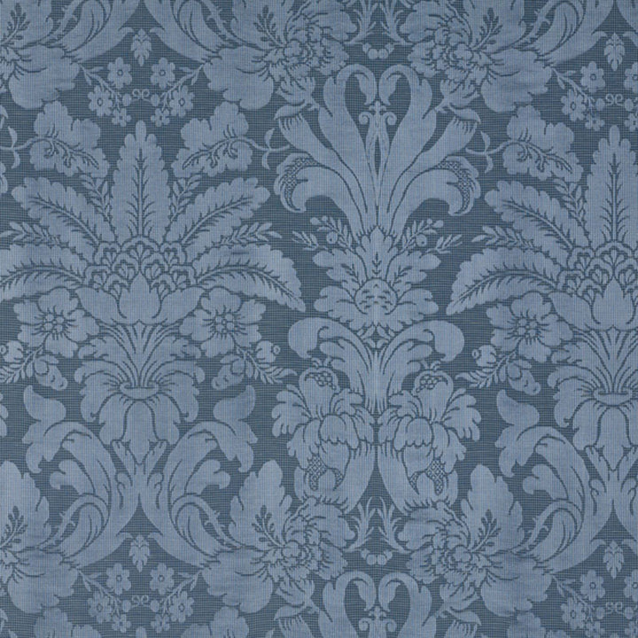 Colette Linen/Silk Damask Indigo 69142 by Schumacher Fabric COUNTRY CHIC LINEN 75% SILK 25% ITALY </p><p>Repeat: Horizontal: 25 1/2" (65CM) and Vertical: 27" (69CM) 51 - Fabric Carolina -