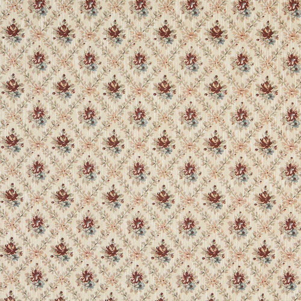 6917 Ecru by Charlotte Fabric Glorious Gardens 70% Polyester, 30% Cotton Asia Exceeds 100,000 Wyzenbeek Rubs (Heavy Duty) Horizontal: 4.5" x Vertical: 4.5" 54 Inches - Fabric Carolina -