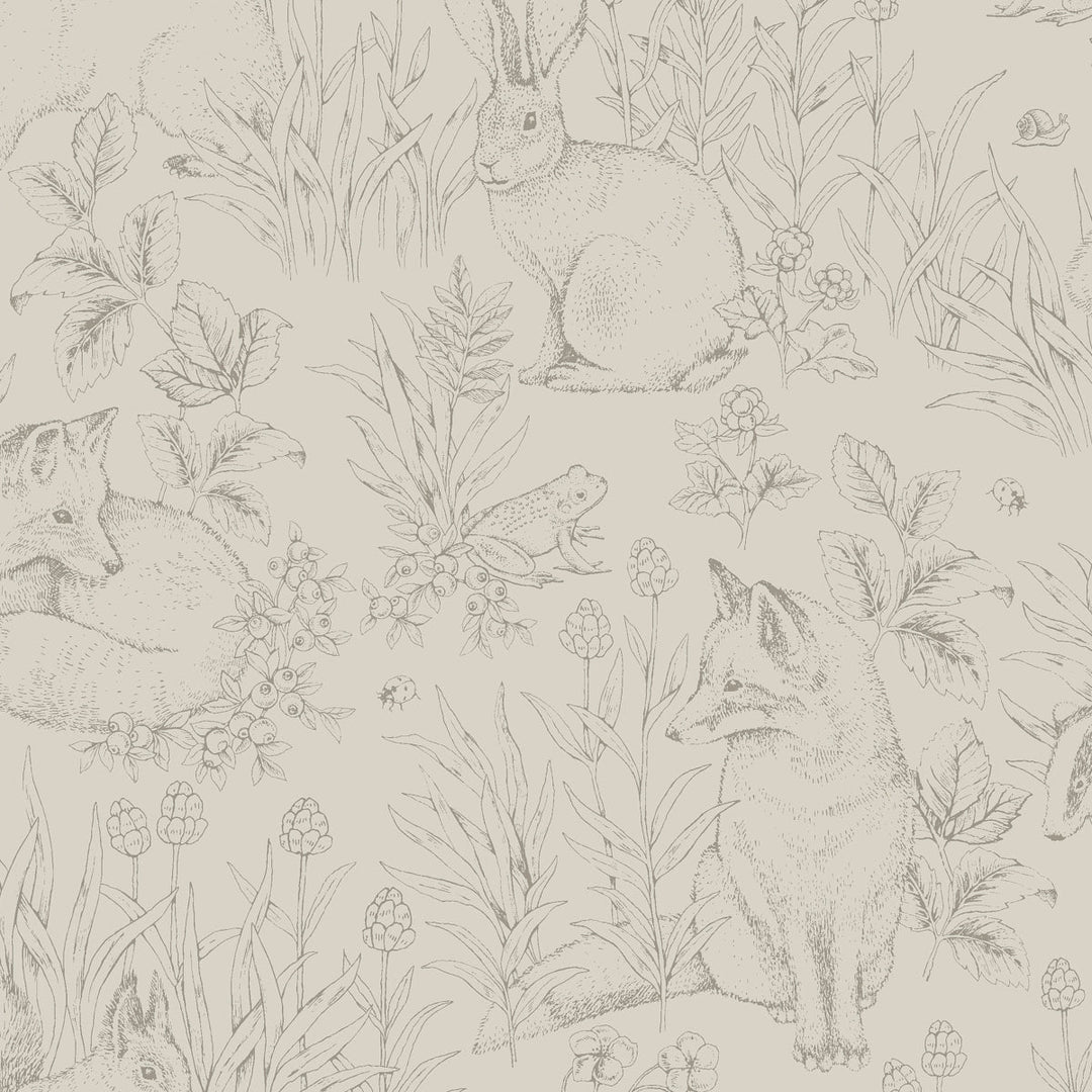 Forest Friends - Stone by Schumacher Wallcovering