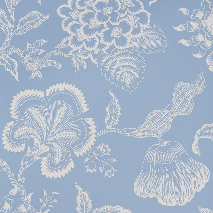 Hothouse Flowers Silhouette Bliss Blue 5015321 by Schumacher Designer Wallpaper Celerie Kemble 27.0" - Swanky Fabrics -