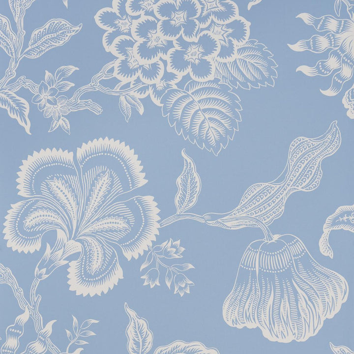 Hothouse Flowers Silhouette Bliss Blue 5015321 by Schumacher Wallpaper Celerie Kemble 27.0" - Fabric Carolina -