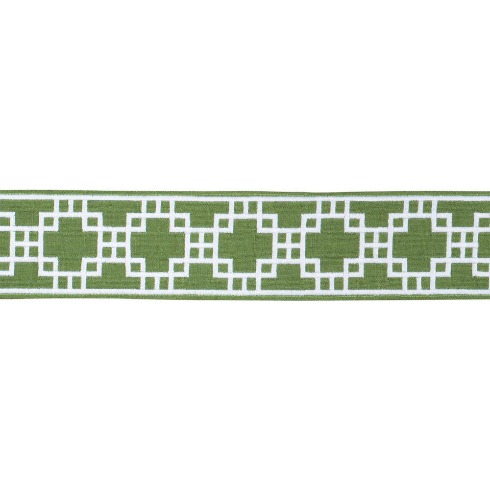 Squared Away Trellis Tape Green 83590 by Schumacher Trim Statement Trims 3.12" - Fabric Carolina -