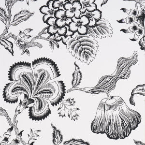 Hothouse Flowers Silhouette Black And White 5015323 by Schumacher Wallpaper