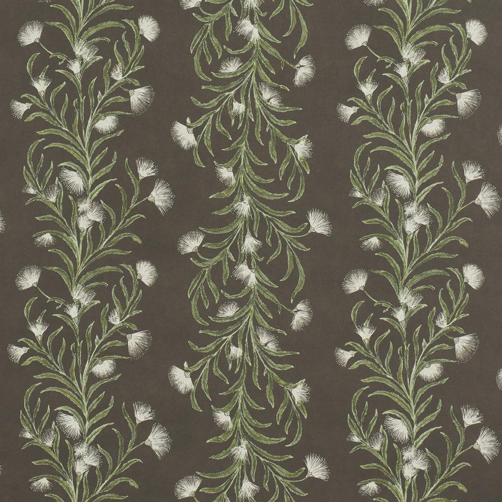 Tasmanian Mimosa Brown &Green 5015361 by Schumacher Wallpaper Celerie Kemble 18.0" - Fabric Carolina -