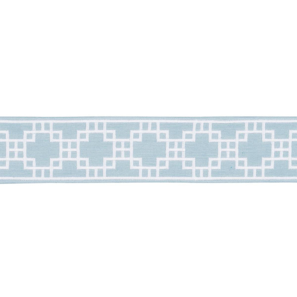 Squared Away Trellis Tape Sky 83591 by Schumacher Trim Statement Trims 3.12" - Fabric Carolina -