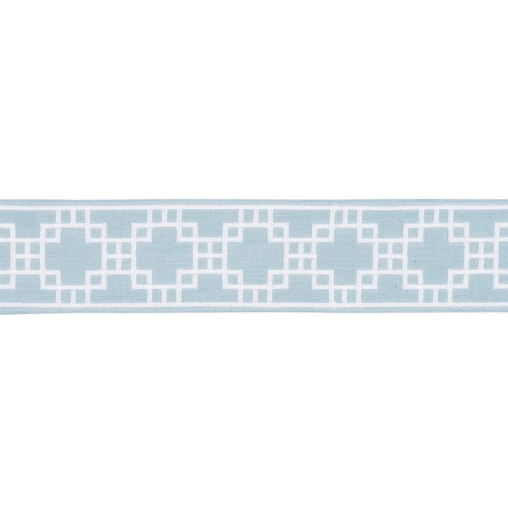 Squared Away Trellis Tape Sky 83591 by Schumacher Trim Statement Trims 3.12" - Fabric Carolina -
