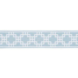 Squared Away Trellis Tape Sky 83591 by Schumacher Trim