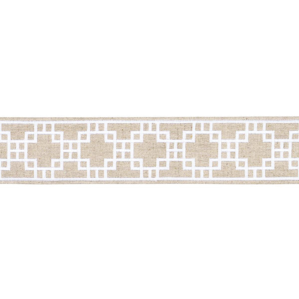 Squared Away Trellis Tape Natural 83592 by Schumacher Designer Trim Statement Trims 3.12" - Swanky Fabrics -