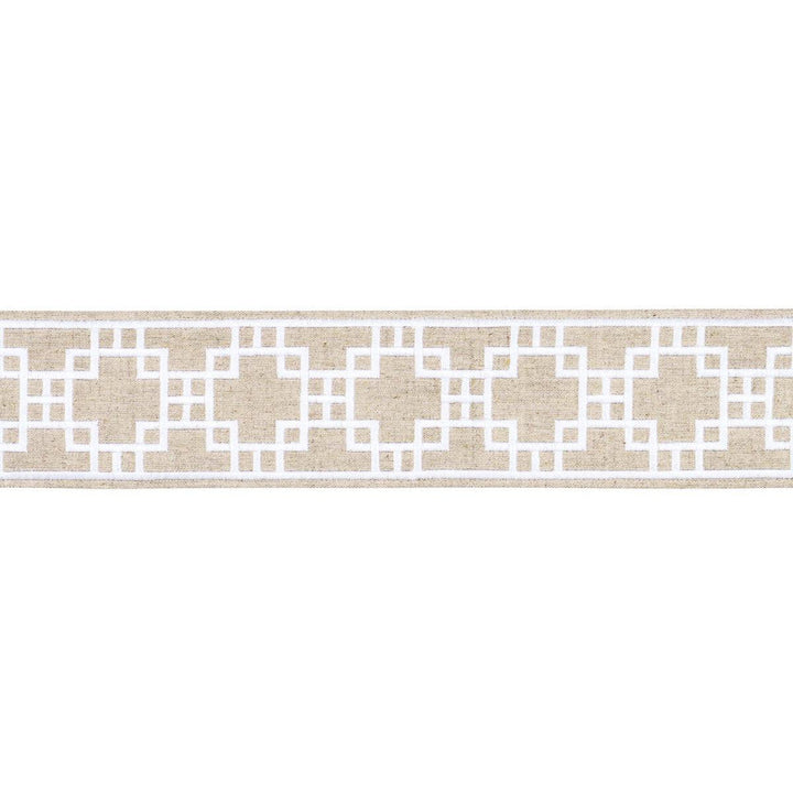Squared Away Trellis Tape Natural 83592 by Schumacher Designer Trim Statement Trims 3.12" - Swanky Fabrics -