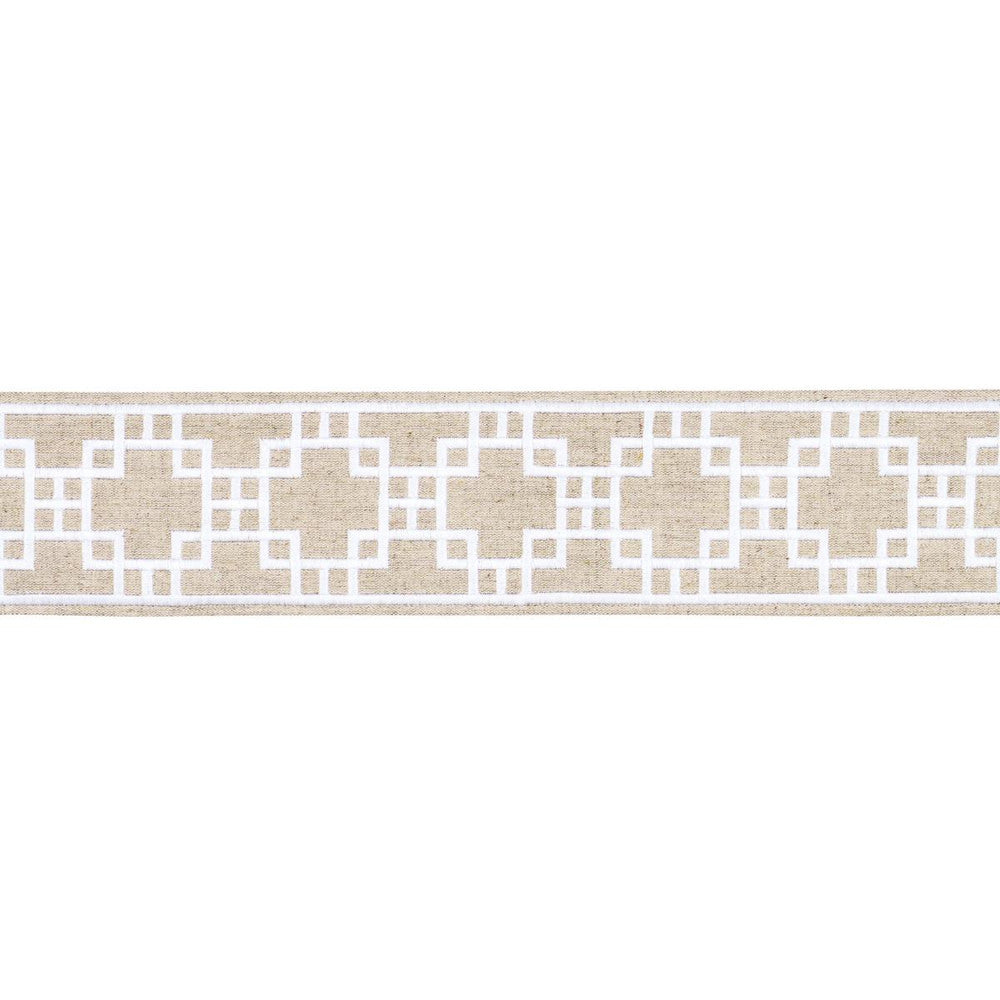 Squared Away Trellis Tape Natural 83592 by Schumacher Trim Statement Trims 3.12" - Fabric Carolina -