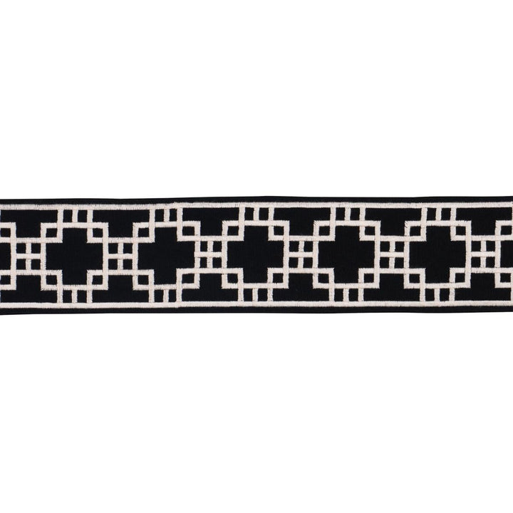 Squared Away Trellis Tape Black 83593 by Schumacher Trim Statement Trims 3.12" - Fabric Carolina -