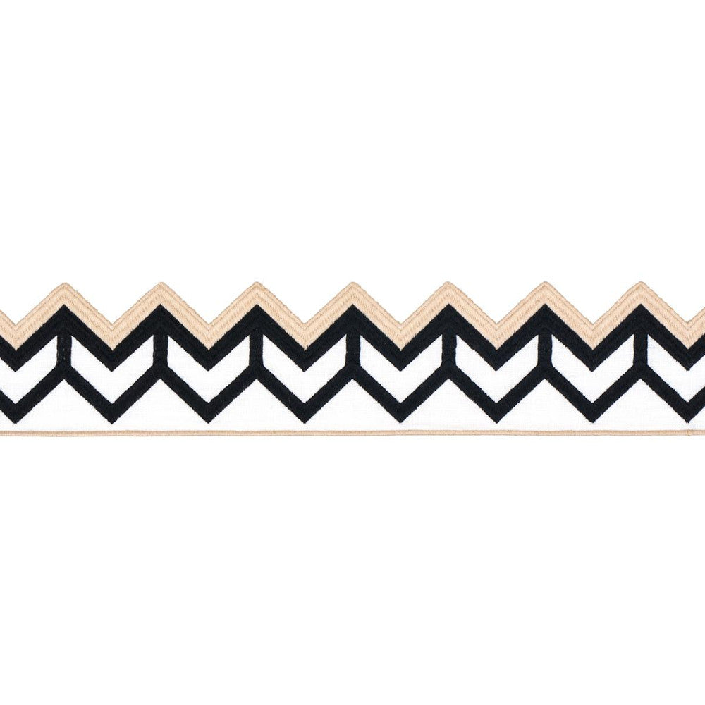Sparren Embroidered Tape Black 83610 by Schumacher Designer Trim Statement Trims - Swanky Fabrics -