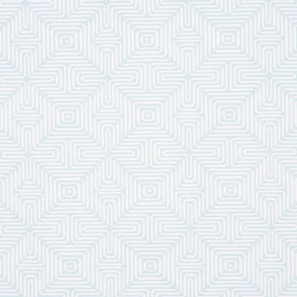 Amazing Maze Indoor/Outdoor Aqua Breeze 65326 by Schumacher Fabric Trina Turk 6.38" - Fabric Carolina -
