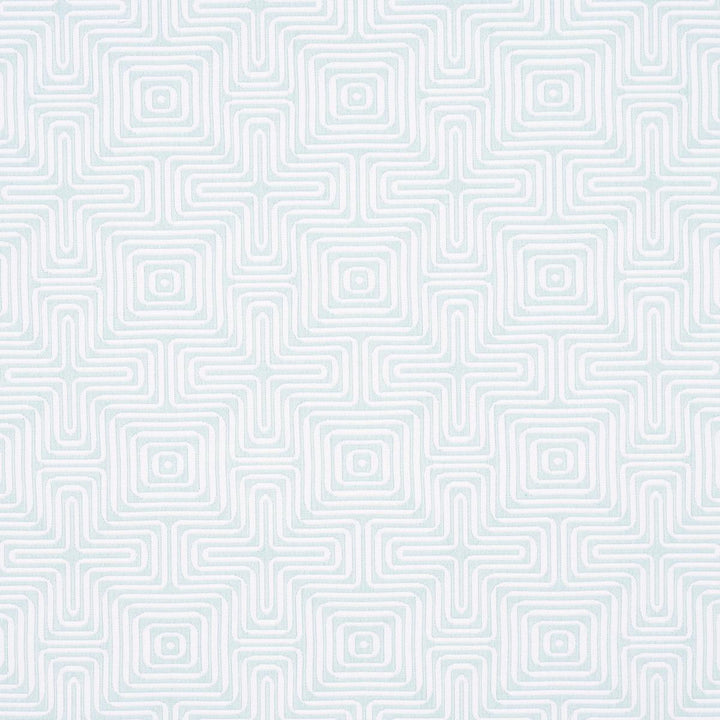 Amazing Maze Indoor/Outdoor Aqua Breeze 65326 by Schumacher Fabric Trina Turk 6.38" - Fabric Carolina -