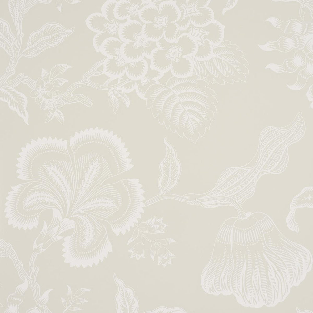 Hothouse Flowers Silhouette Cream 5015320 by Schumacher Wallpaper Celerie Kemble 27.0" - Fabric Carolina -