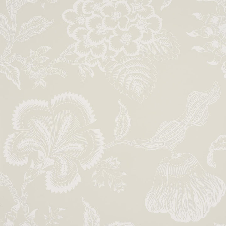 Hothouse Flowers Silhouette Cream 5015320 by Schumacher Wallpaper Celerie Kemble 27.0" - Fabric Carolina -