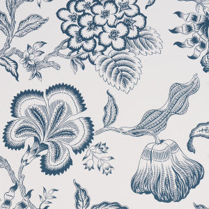 Hothouse Flowers Silhouette Peacock On White 5015324 by Schumacher Wallpaper