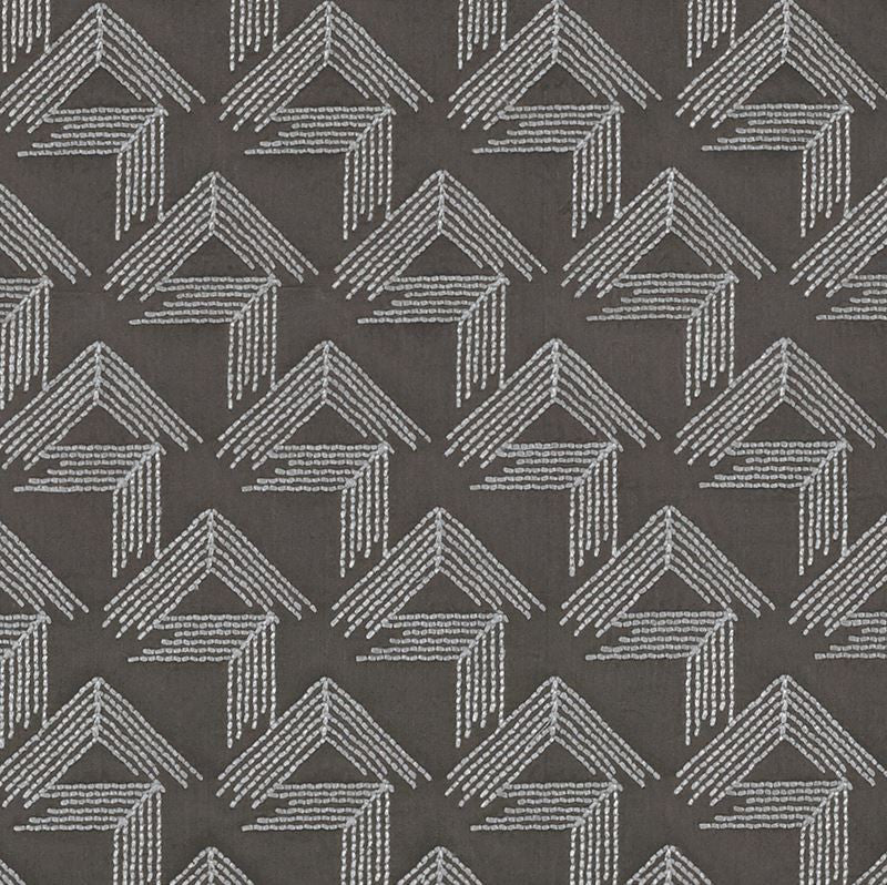 V Step Charcoal 69433 by Schumacher Fabric Miles-Redd 38% Cotton, 30% Spun, 26% Polywadding, 6% Spun Martindale 16,000 Horizontal: 2 and Vertical: 6.25 50.625 - Fabric Carolina -