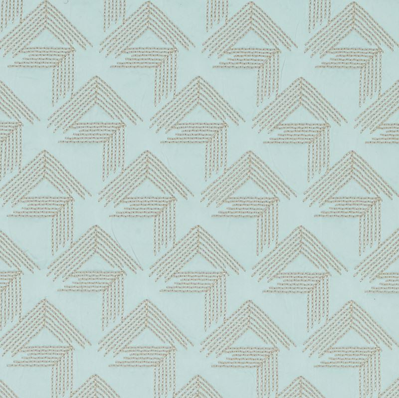 V Step Ice 69435 by Schumacher Fabric Miles-Redd 38% Cotton, 30% Spun, 26% Polywadding, 6% Spun Martindale 16,000 Horizontal: 2 and Vertical: 6.25 50.625 - Fabric Carolina -