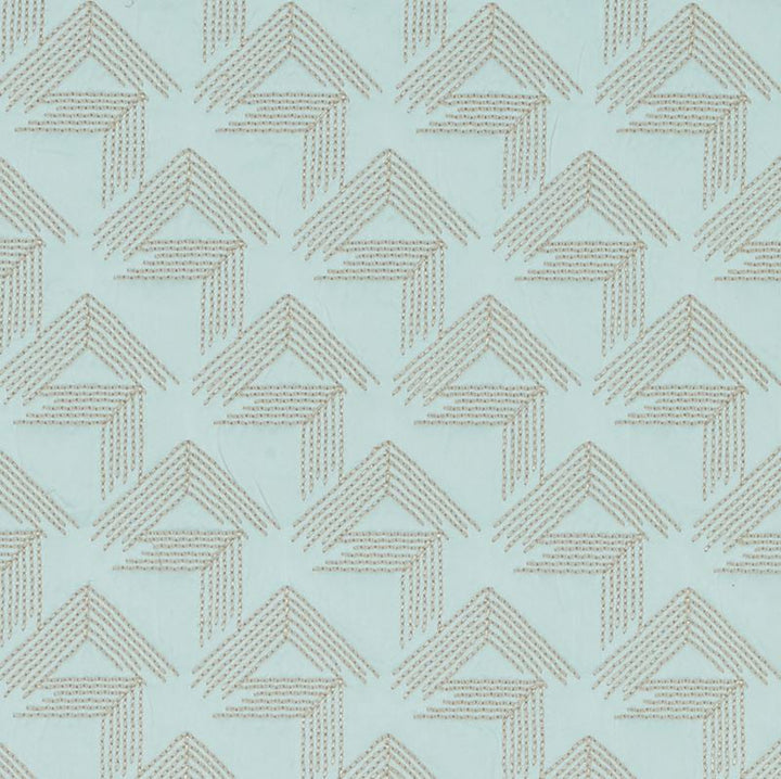 V Step Ice 69435 by Schumacher Designer Fabric Miles-Redd 38% Cotton, 30% Spun, 26% Polywadding, 6% Spun Martindale 16,000 Horizontal: 2 and Vertical: 6.25 50.625 - Swanky Fabrics -