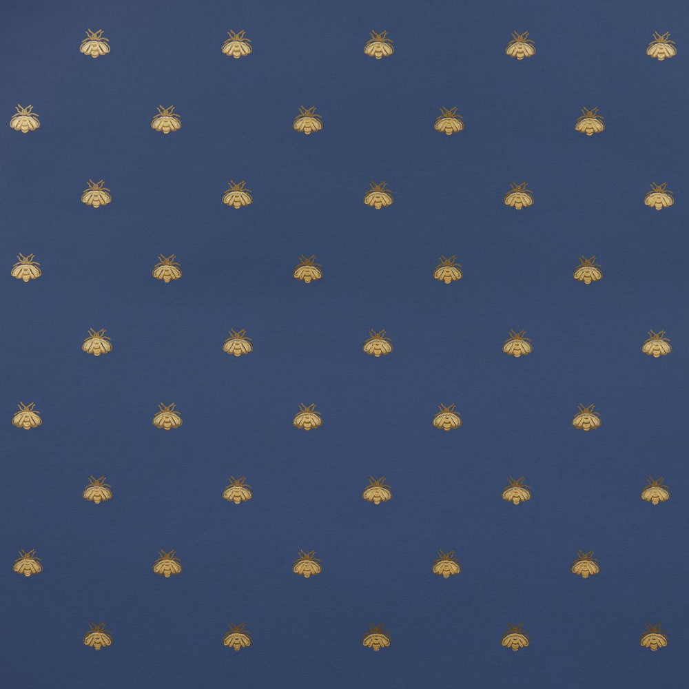 Hubert'S Bees Midnight & Gold 5015531 by Schumacher Designer Wallpaper Le Max 20.5" - Swanky Fabrics -
