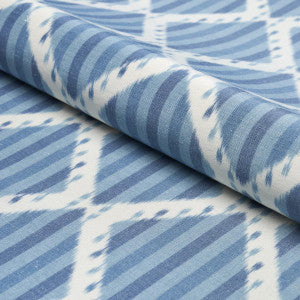 Kai Striped Ikat Blue 181290 by Schumacher Fabric