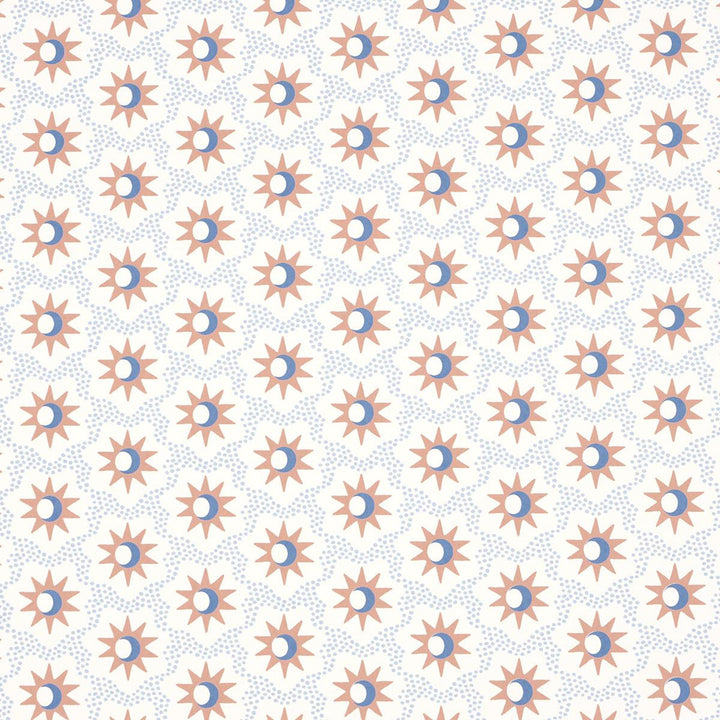 Lucie Clay & Blue 5015761 by Schumacher Wallpaper Domino Effect 3.88" - Fabric Carolina -
