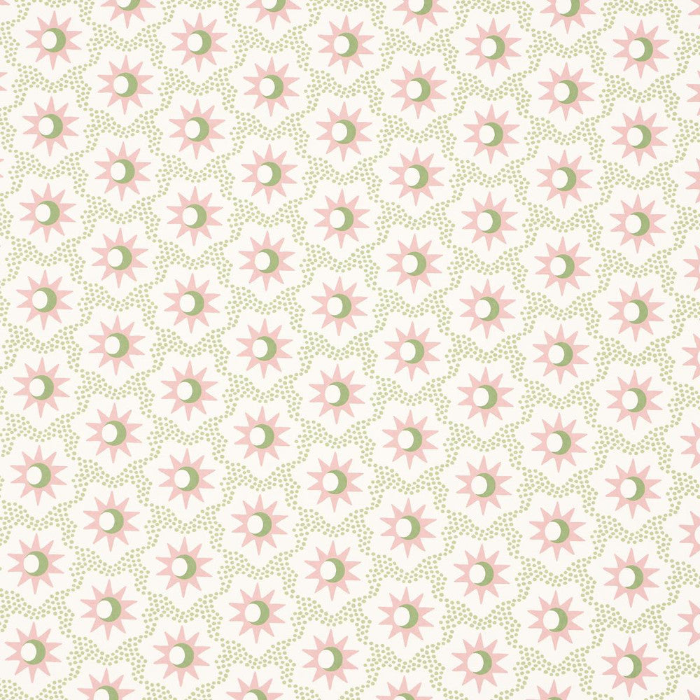 Lucie Pink & Green 5015762 by Schumacher Wallpaper Domino Effect 3.88" - Fabric Carolina -