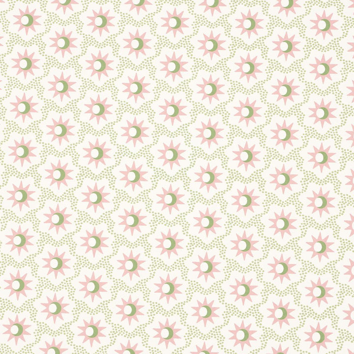 Lucie Pink & Green 5015762 by Schumacher Wallpaper Domino Effect 3.88" - Fabric Carolina -