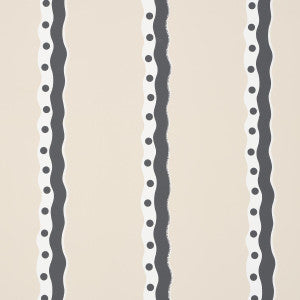 Rousseau Stripe Noir & Cream 5015742 by Schumacher Wallpaper