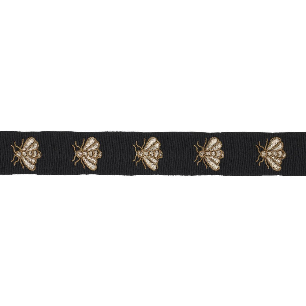 Hubert'S Bees Tape Noir & Gold 83531 by Schumacher Designer Trim Le Max - Swanky Fabrics -