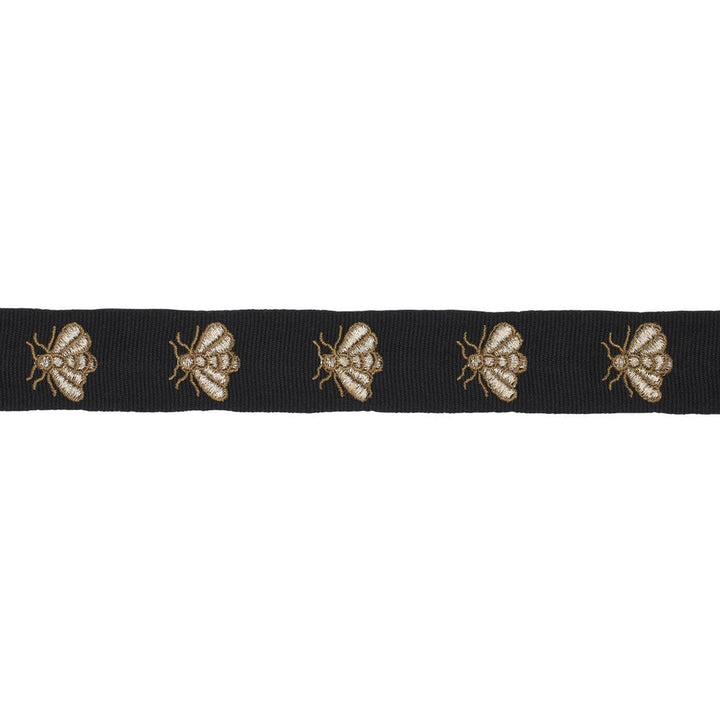 Hubert'S Bees Tape Noir & Gold 83531 by Schumacher Designer Trim Le Max - Swanky Fabrics -