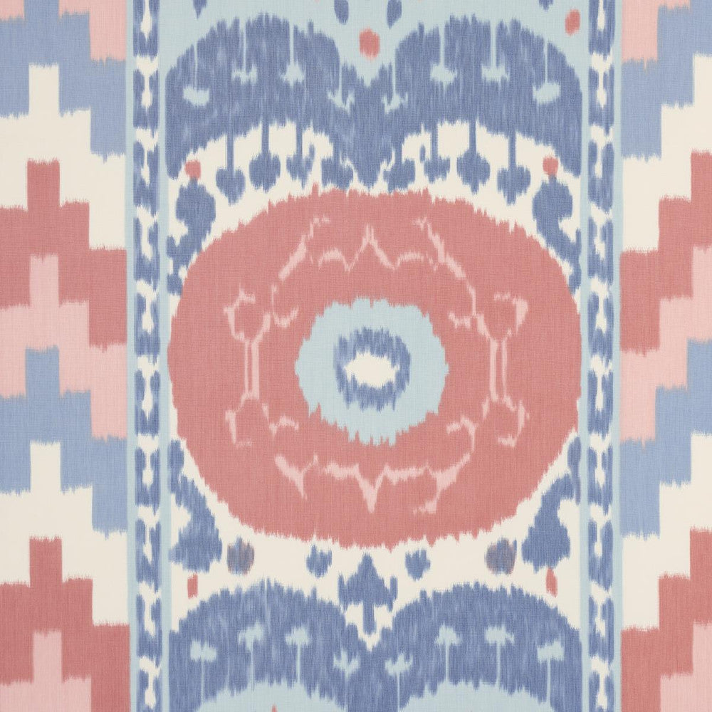 Samarkand Ikat Ii Chambray & Coral 176065 by Schumacher Designer Fabric Ikats 28.0" - Swanky Fabrics -
