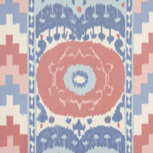 Samarkand Ikat Ii Chambray & Coral 176065 by Schumacher Fabric