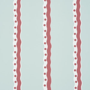Rousseau Stripe Rouge & Sky 5015740 by Schumacher Wallpaper