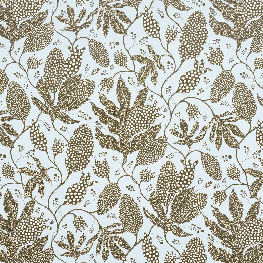 Polka Dot Jungle Brown & Sky 5015461 by Schumacher Designer Wallpaper Marian Mcevoy 18.0" - Swanky Fabrics -