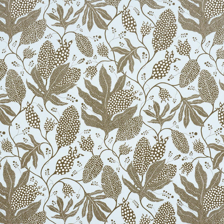 Polka Dot Jungle Brown & Sky 5015461 by Schumacher Designer Wallpaper Marian Mcevoy 18.0" - Swanky Fabrics -