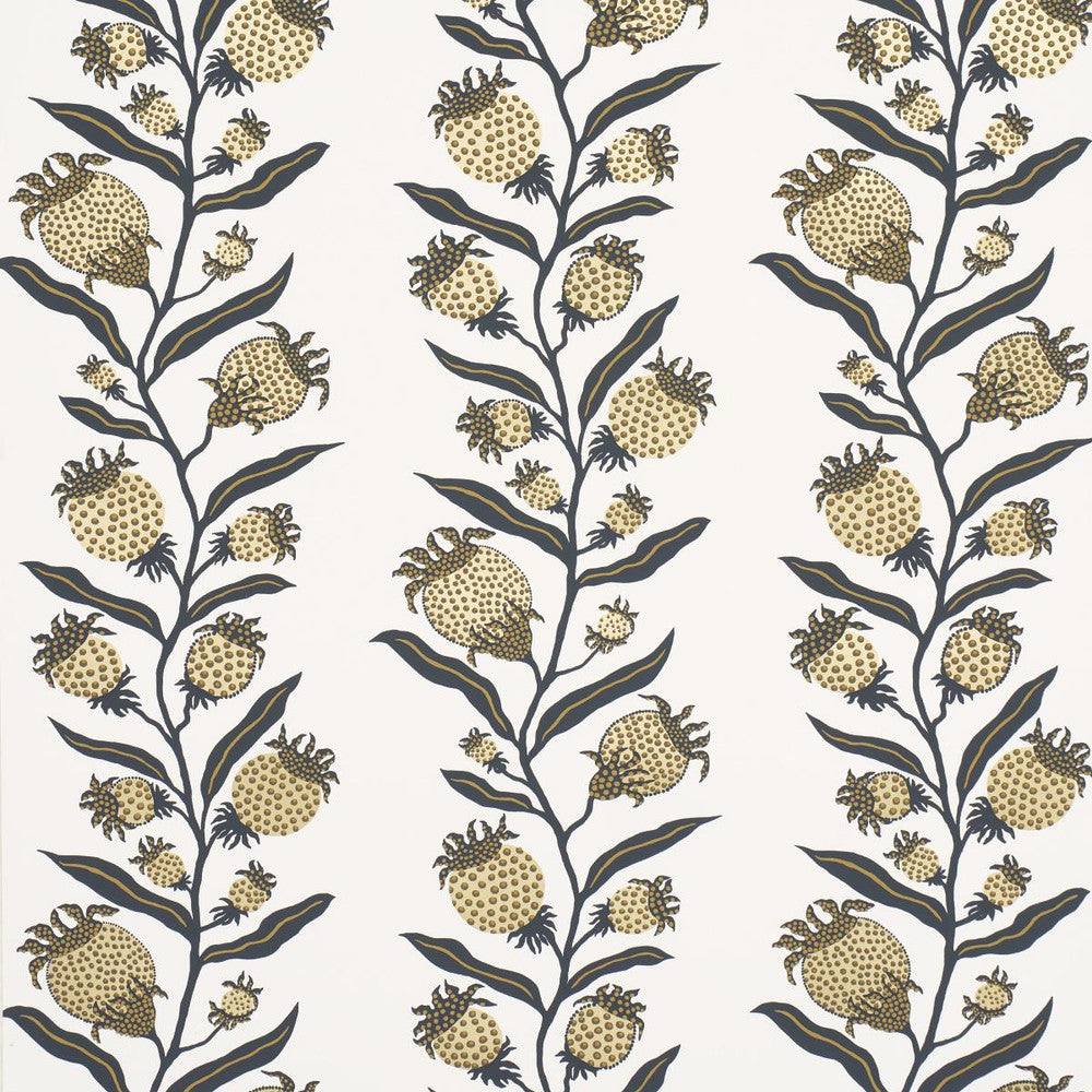 Thistle Vine Black & Gold 5015481 by Schumacher Wallpaper Marian Mcevoy 9.0" - Fabric Carolina -