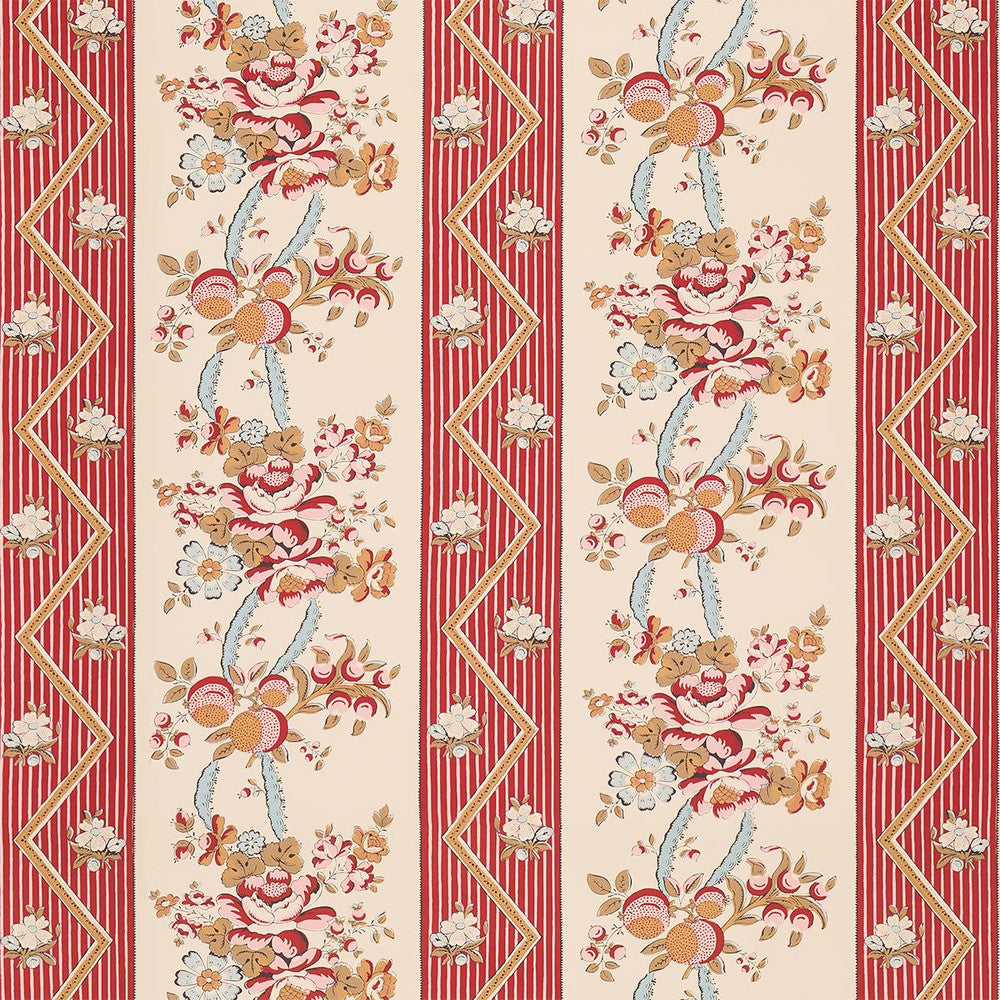 Sylvain Floral Stripe Rouge 5015541 by Schumacher Designer Wallpaper Le Max 27.0" - Swanky Fabrics -