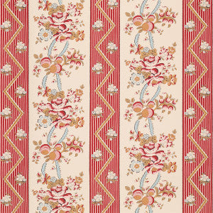 Sylvain Floral Stripe Rouge 5015541 by Schumacher Wallpaper
