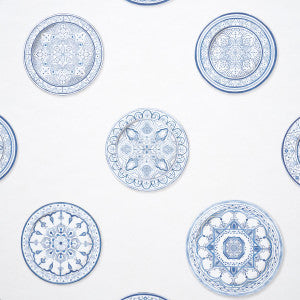 Montecito Porcelain Indigo 5015840 by Schumacher Wallpaper