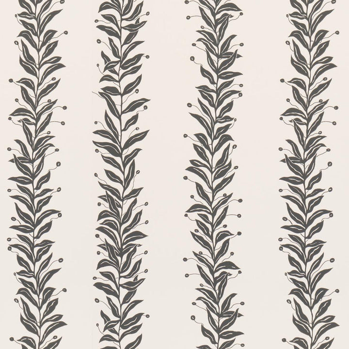 Tendril Stripe Black & Cream 5015490 by Schumacher Designer Wallpaper Marian Mcevoy 27.0" - Swanky Fabrics -