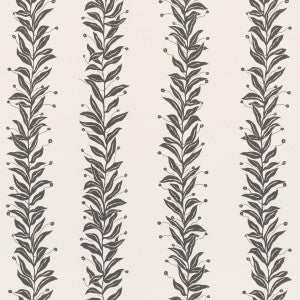 Tendril Stripe Black & Cream 5015490 by Schumacher Wallpaper