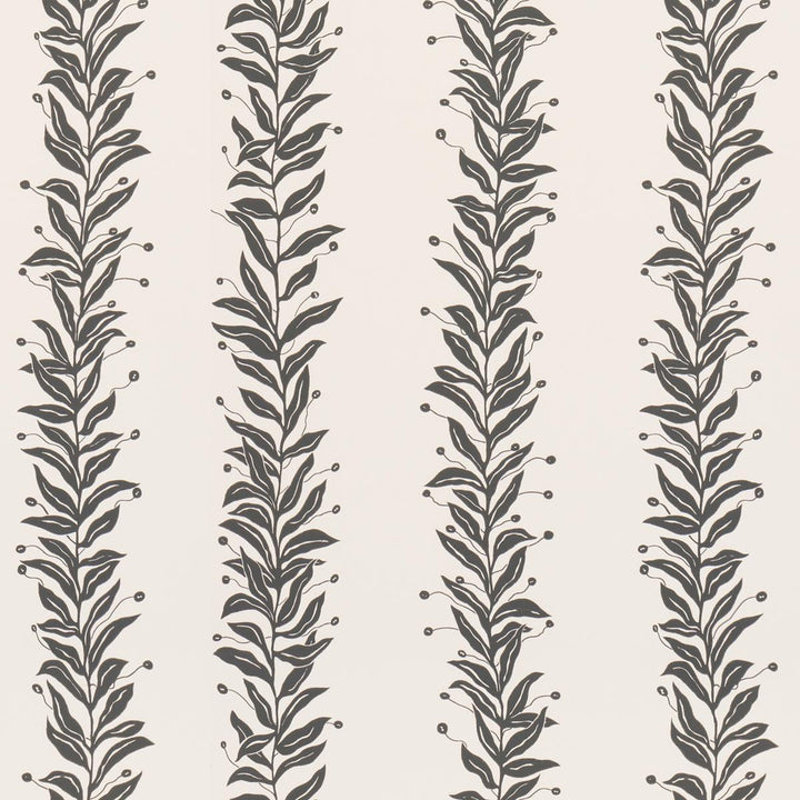 Tendril Stripe Black & Cream 5015490 by Schumacher Wallpaper Marian Mcevoy 27.0" - Fabric Carolina -