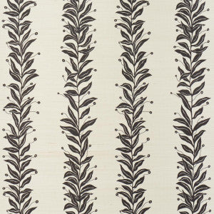 Tendril Stripe Sisal Black & Cream 5015562 by Schumacher Wallpaper