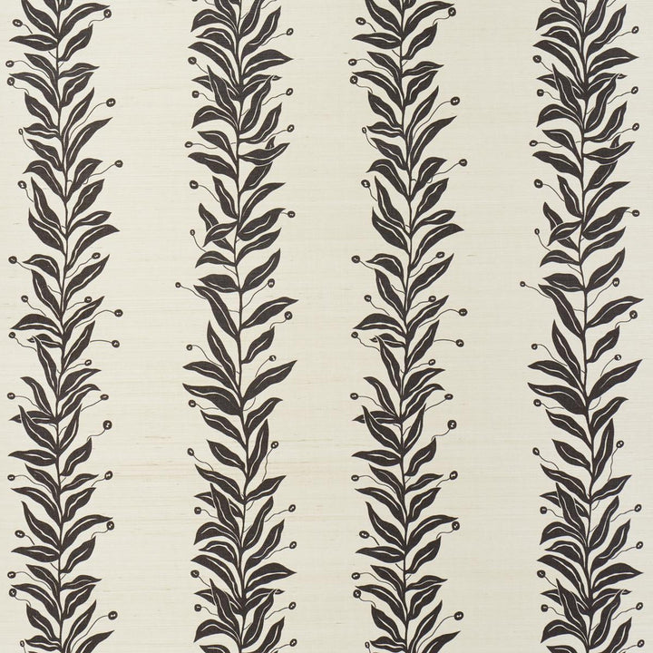 Tendril Stripe Sisal Black & Cream 5015562 by Schumacher Wallpaper Marian Mcevoy 17.0" - Fabric Carolina -