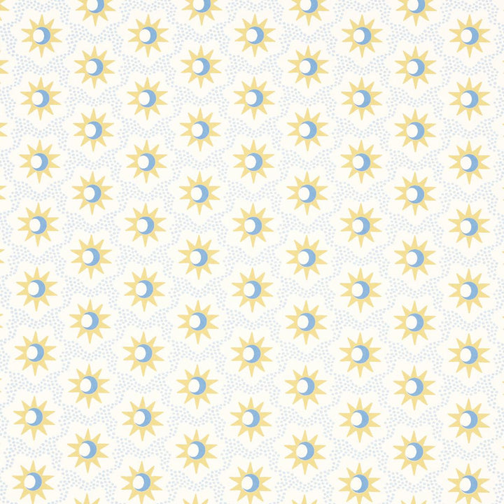 Lucie Yellow & Sky 5015760 by Schumacher Wallpaper Domino Effect 3.88" - Fabric Carolina -