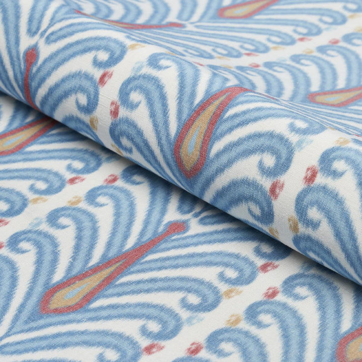 Augustine Ikat Peacock 181270 by Schumacher Designer Fabric Ikats 10.75" - Swanky Fabrics -