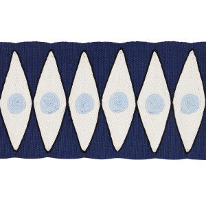 Backgammon Tape Navy And Sky 181220 by Schumacher Trim